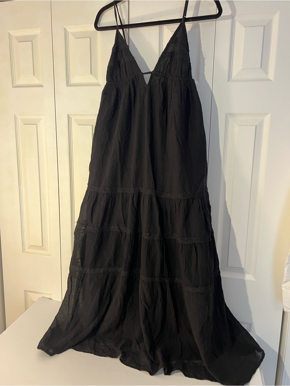 ZARA Gauzy Cotton Maxi Dress w Spaghetti Straps. Black. XS NWT - Picture 10 of 14